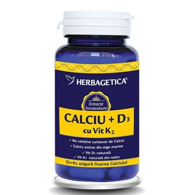 HERBAGETICA Calciu + vitamina D3 + K2